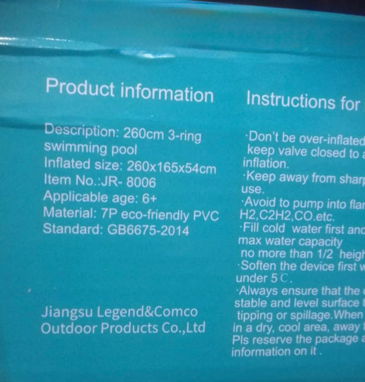 Large Inflatable Swimming Pool