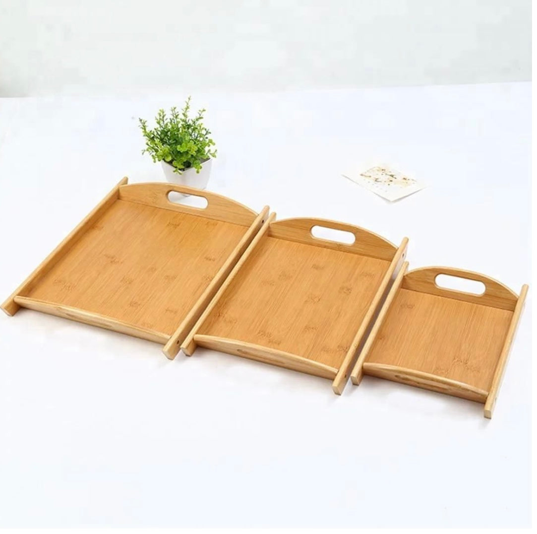 3-Piece Durable Eco Bamboo Tray Set