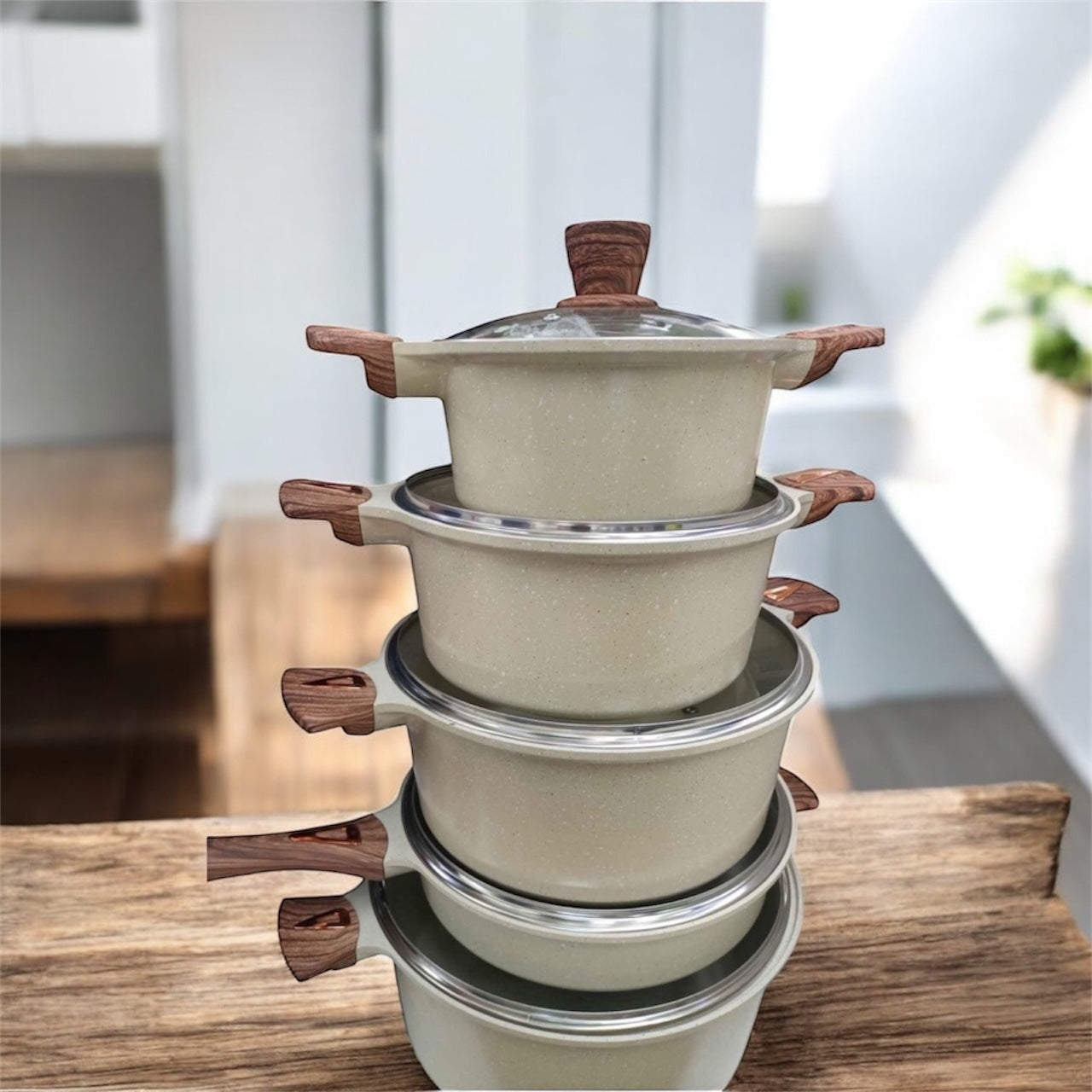 10-Piece Non-stick Granite Coated Cookware Set