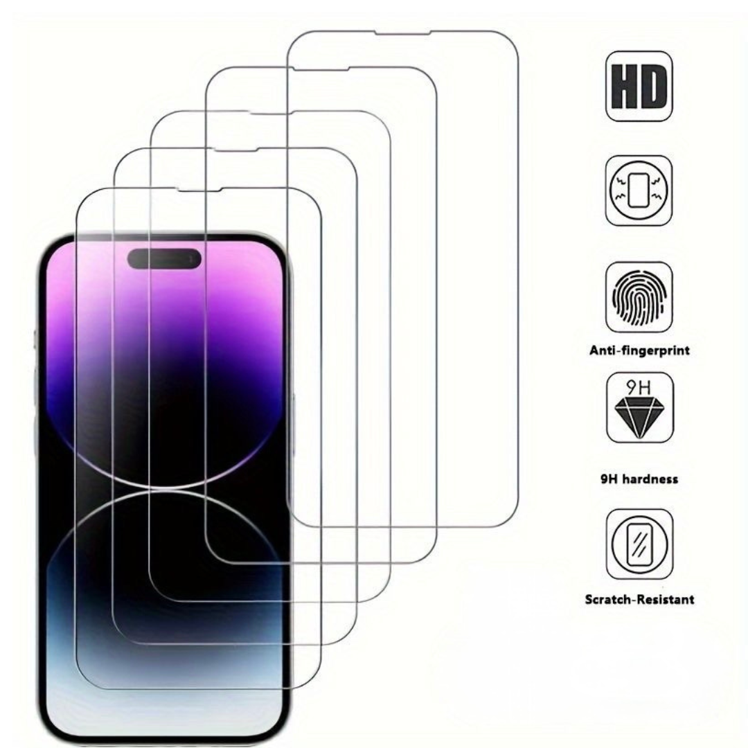 5 Premium Tempered Glass Screen Protector Compatible with iPhone XR, 11, 12, 12 PRO, 13, 13 PRO & 14