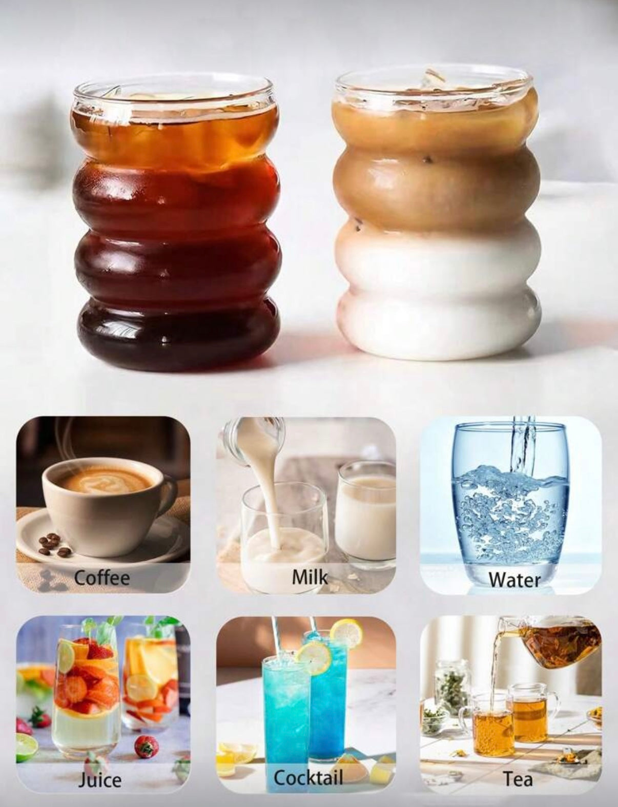 4-Piece Wave Shaped Glass Tumblers