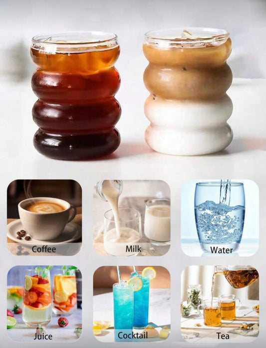 4-Piece Wave Shaped Glass Tumblers