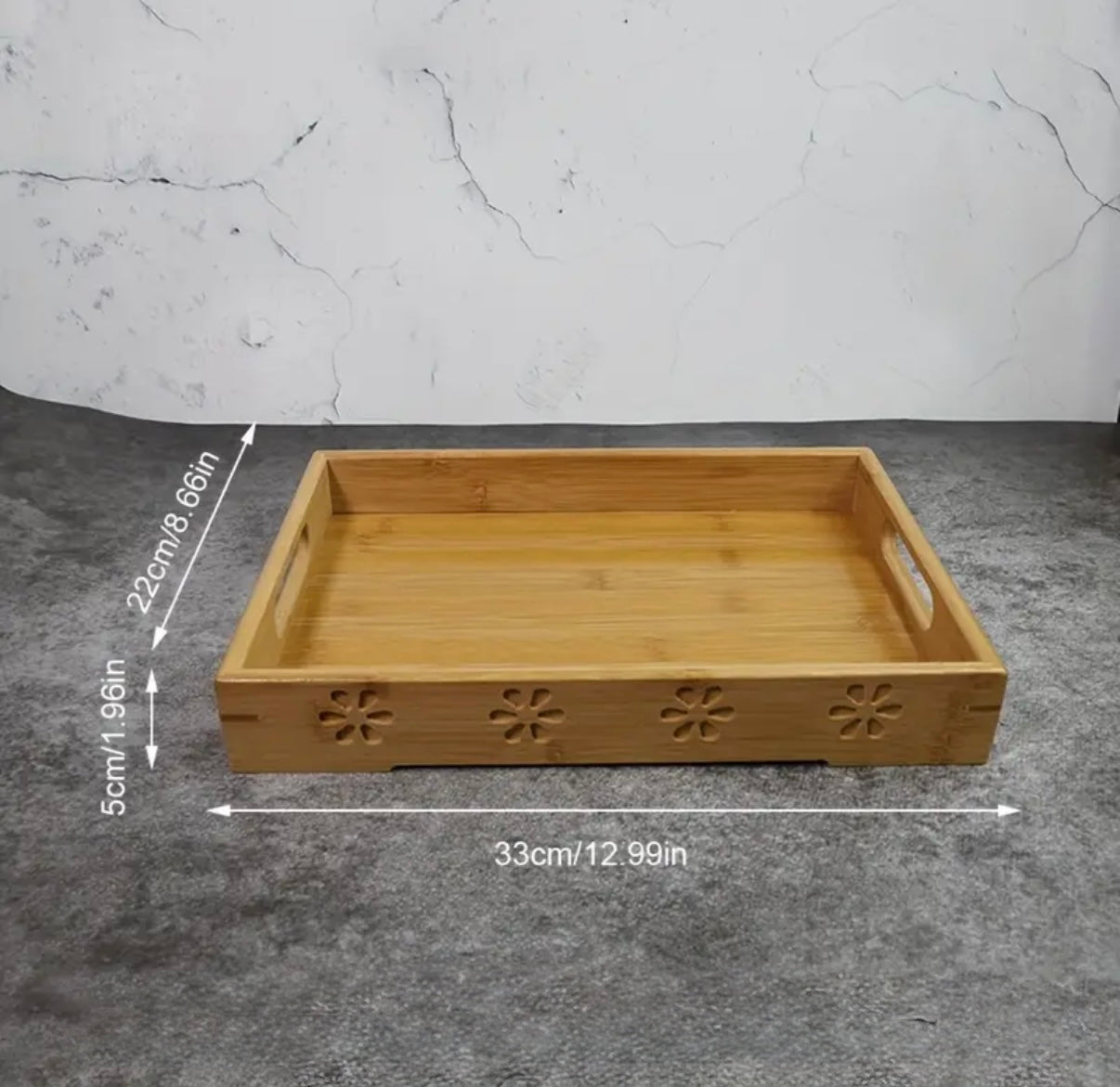 3-Piece Bamboo Serving Tray with Floral Cutout Design
