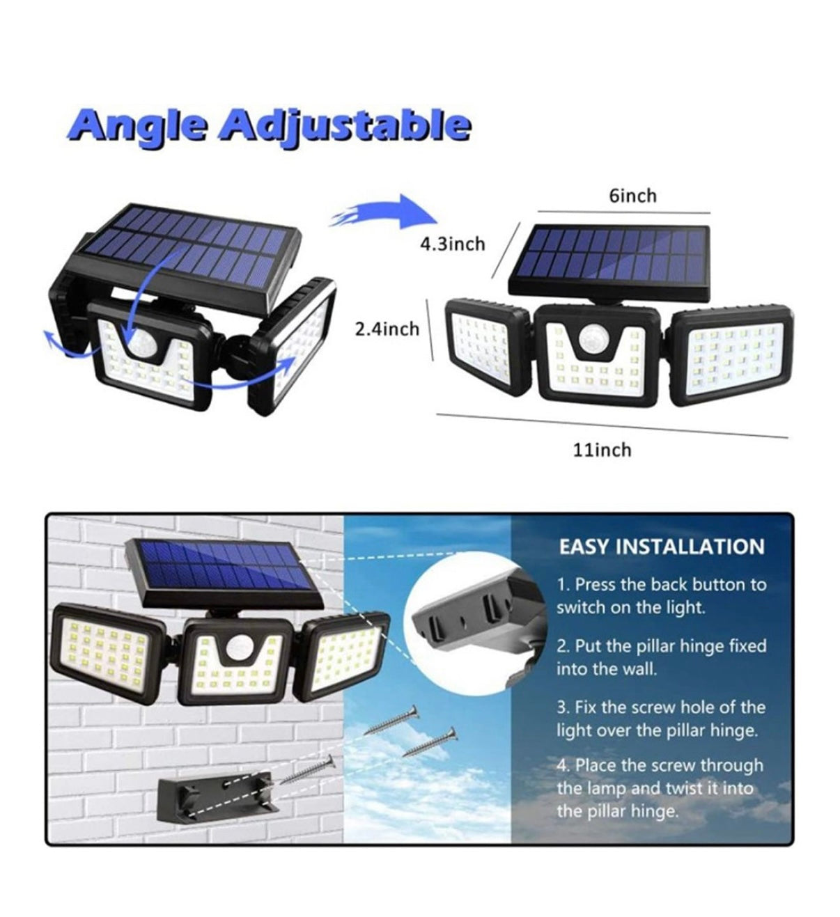 3 Head Solar Lamp