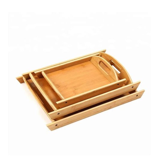3-Piece Durable Eco Bamboo Tray Set