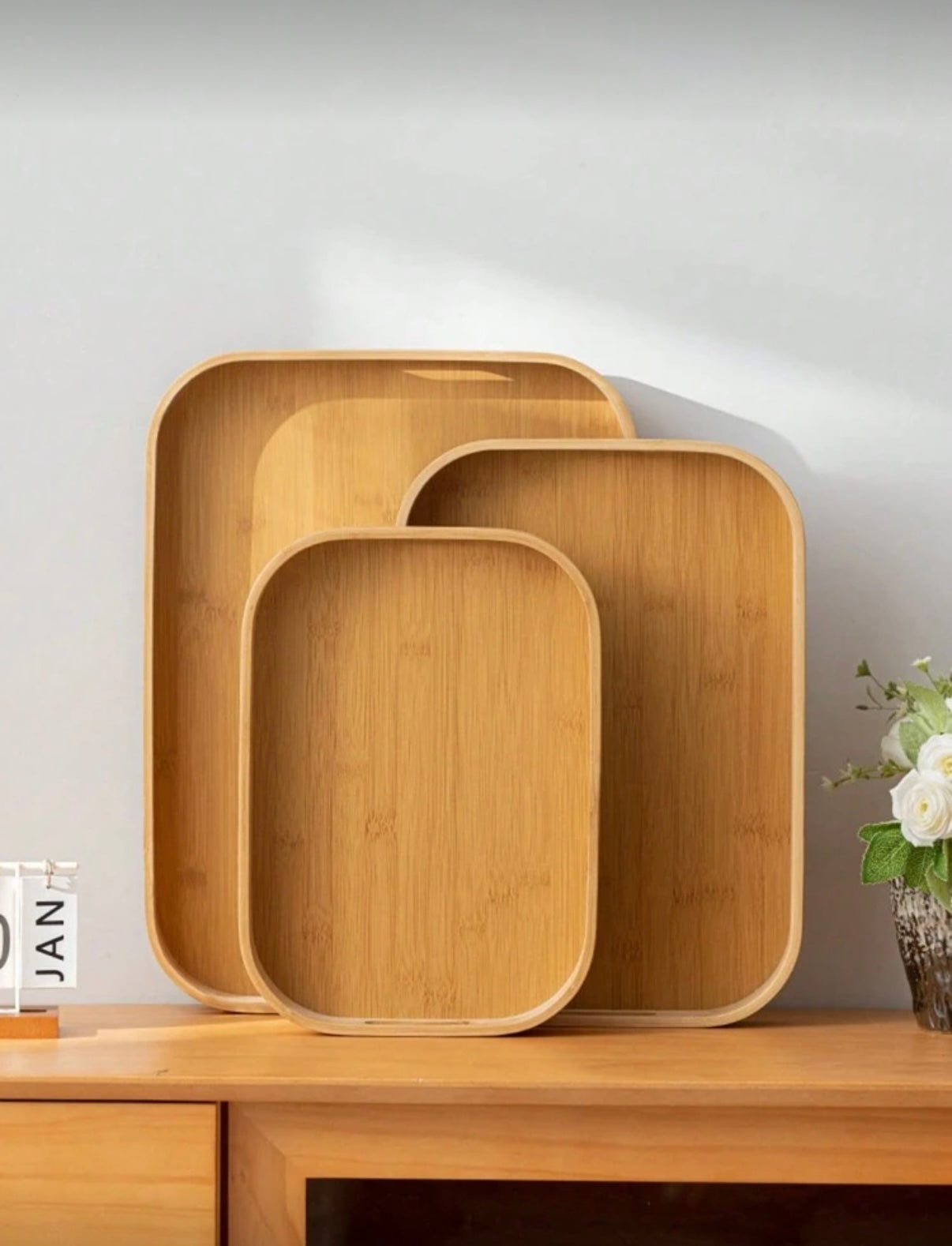 3-Piece Bamboo Serving Tray Set