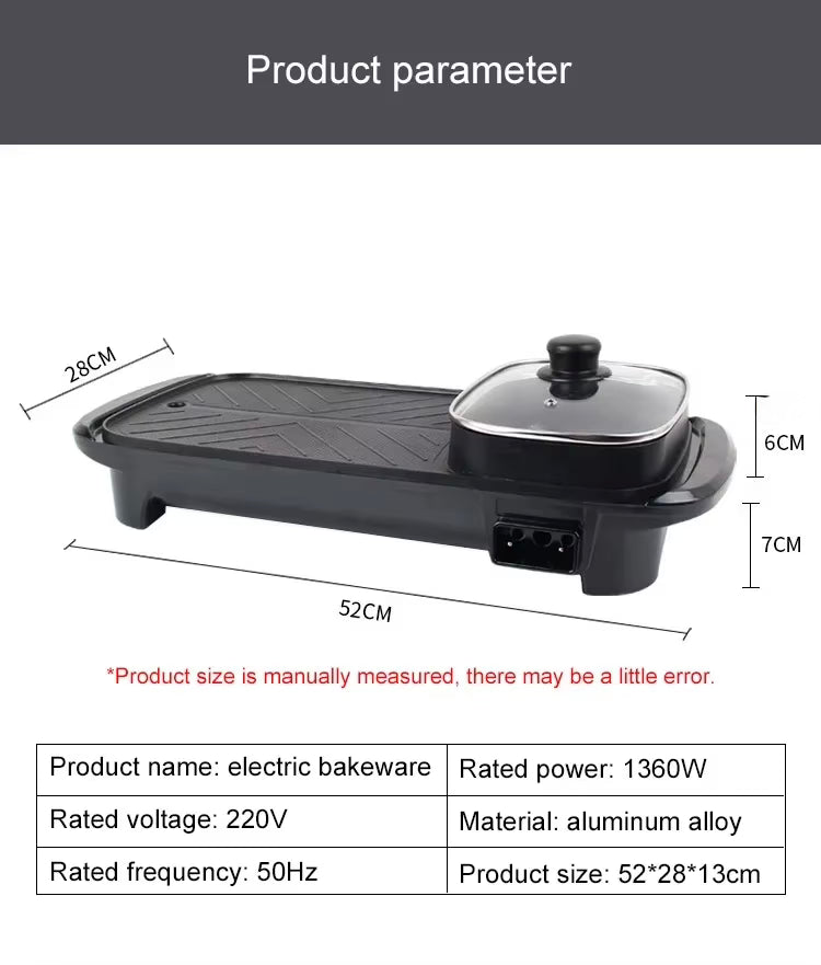 2-in-1 Electrical Hotpot + Barbecue Grill