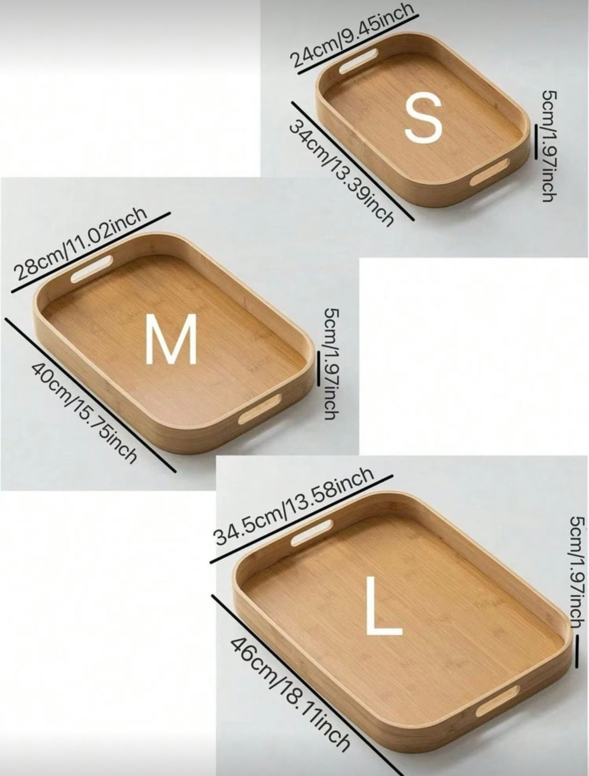 3-Piece Bamboo Serving Tray Set