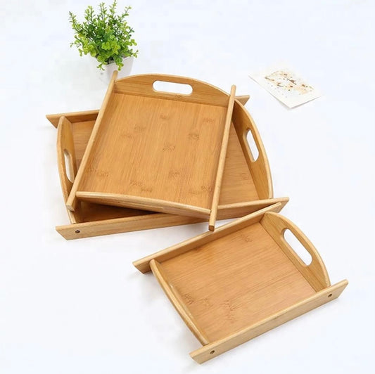 3-Piece Durable Eco Bamboo Tray Set