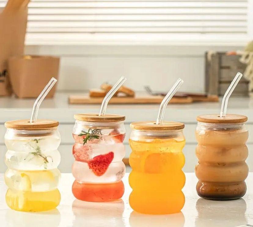 4-Piece Wave Shaped Glass Tumblers