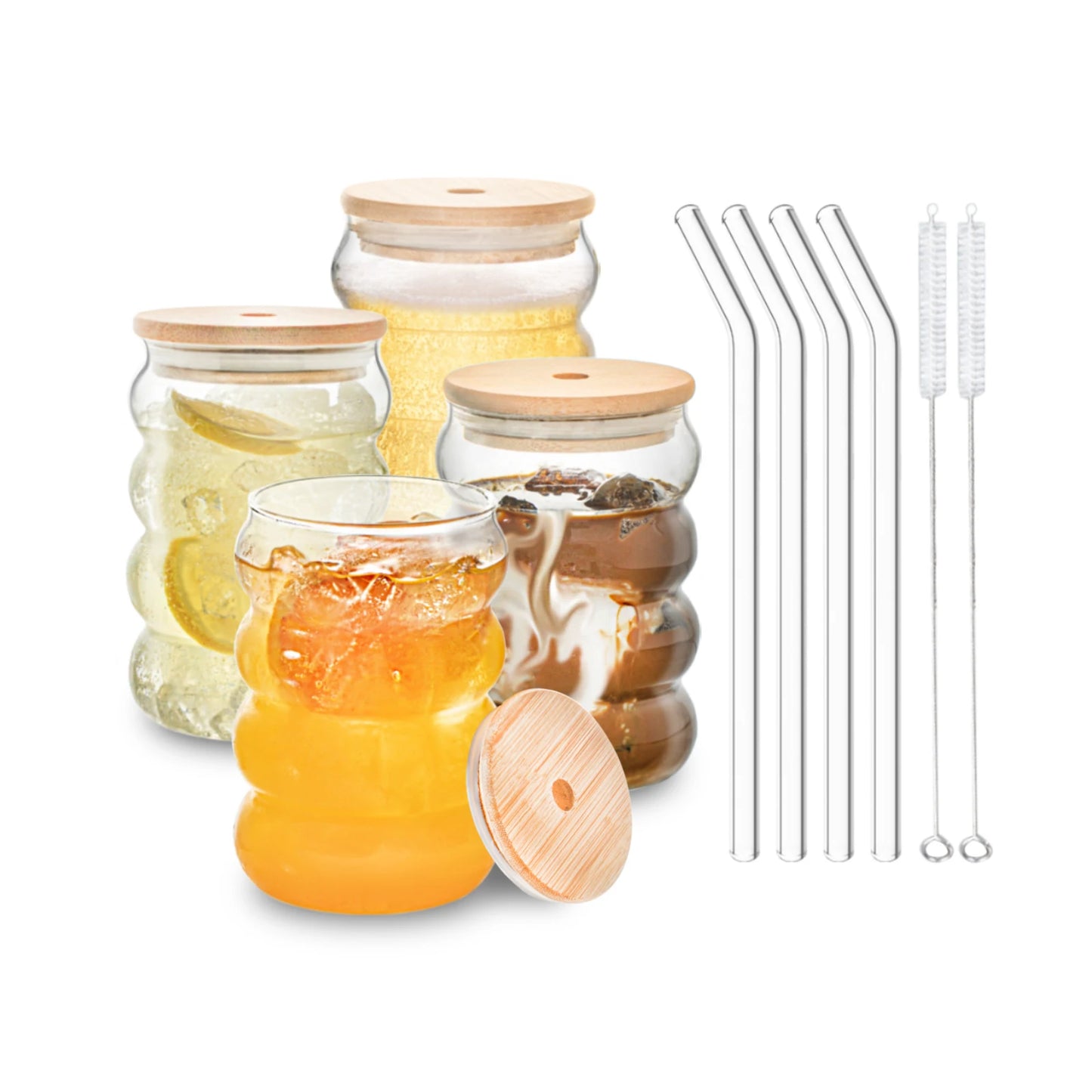 4-Piece Wave Shaped Glass Tumblers