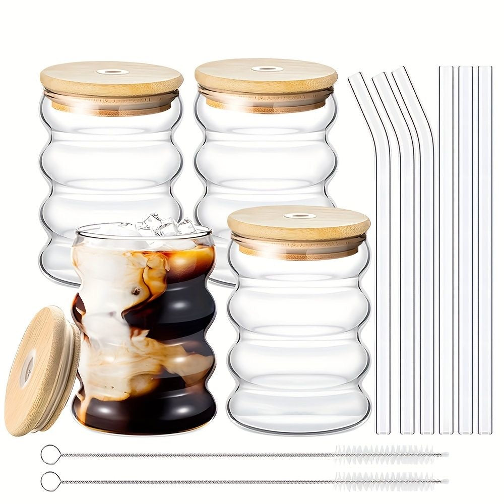 4-Piece Wave Shaped Glass Tumblers