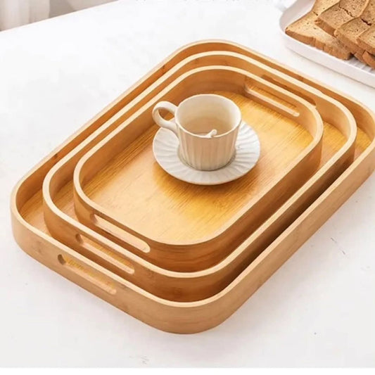 3-Piece Bamboo Serving Tray Set