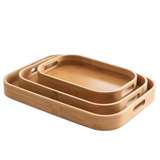 3-Piece Bamboo Serving Tray Set