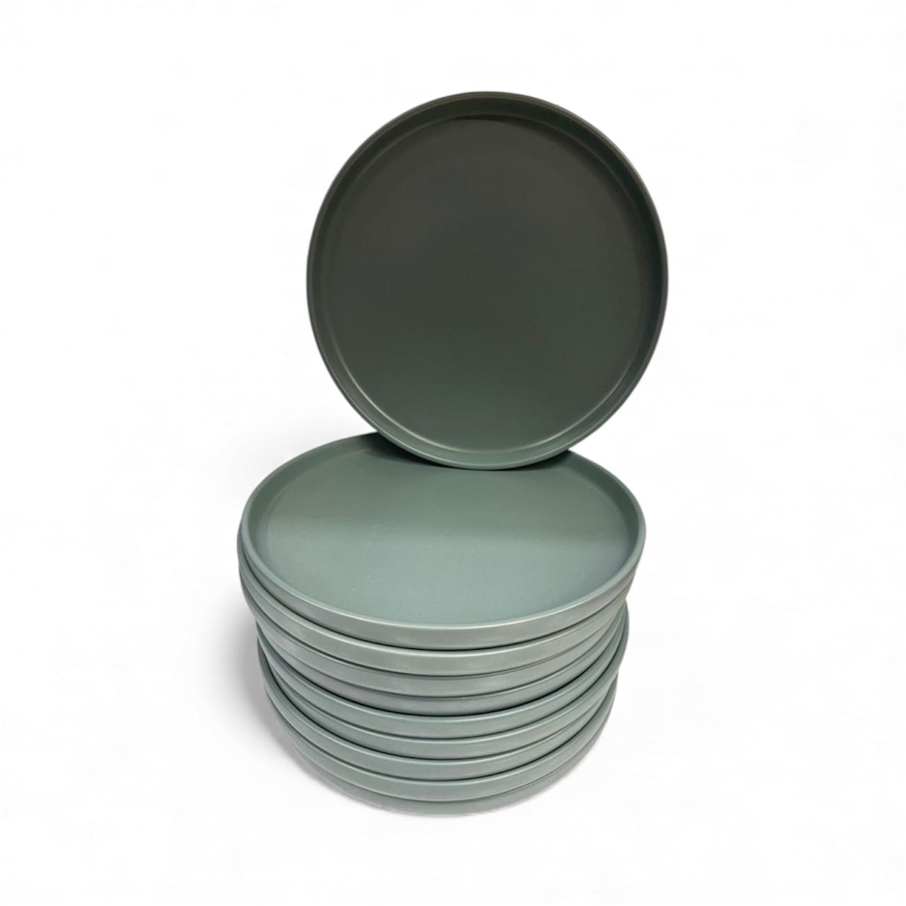 10-Piece Modern Flat Stoneware Dinner Plates
