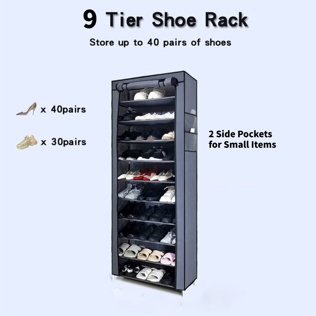 9 Tier Portable Fabric Shoe Rack