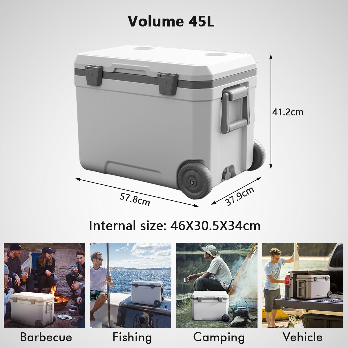 Outdoor Trolley Insulated Cooler Box with Wheels